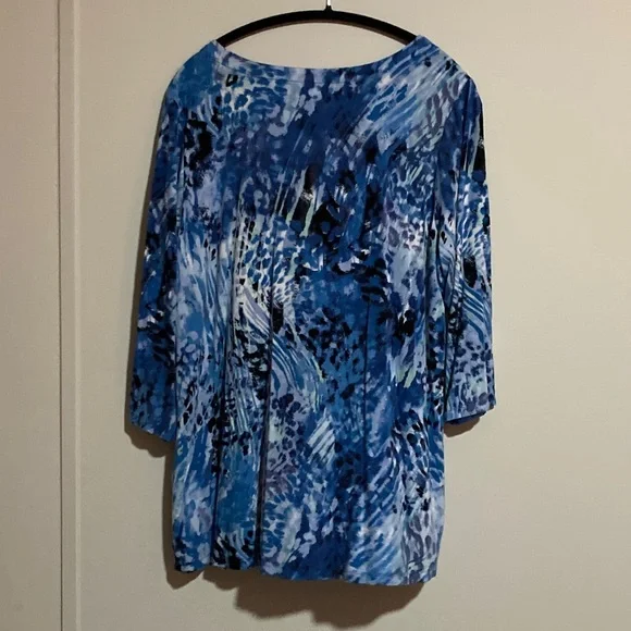 Elle Vibrant Blue Patterned Tunic - Picture 3 of 5